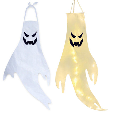 Halloween Hanging Ghost Windsocks Outdoor Lighted Glowing Ghost Witch Home Decor